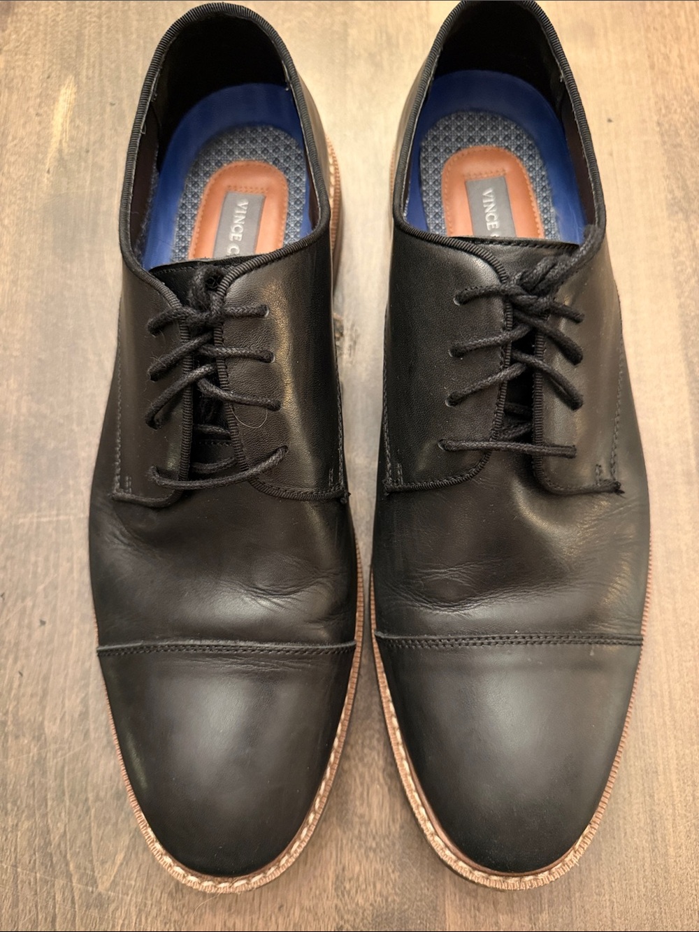 Vince Camuto Lamson Black Leather Cap Toe Oxford Dress Shoes Men's Size 11.5